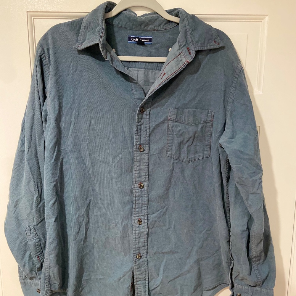 Croft & Barrow Men’s Medium Blue Corduroy Flannel Shirt – 100% Cotton